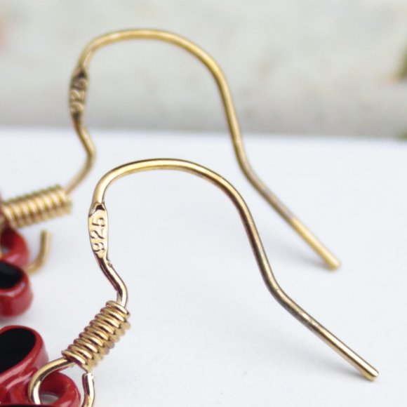 🌺925 Sterling silver hook Red cartoon earring - Picture 7 of 13
